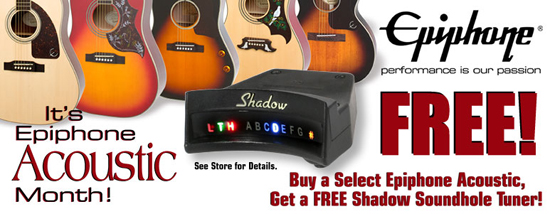 Rogue Mag Brands - Free Shadow Soundhole Tuner With the Purchase of Epiphone Acoustic Guitar